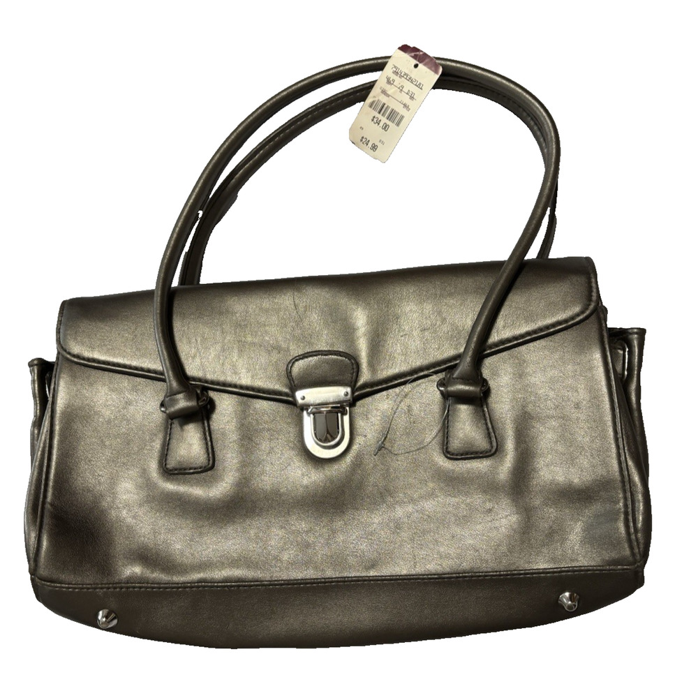 Vintage Subtle Gold Vinyl‎ Envelope Shoulder Bag Purse Retro Y2K Glam 90's NWT